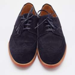 Louis Vuitton Navy Blue Suede Brogue Wingtip Lace Up Derby Size 41.5