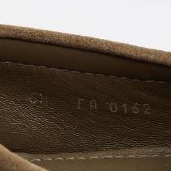 Pre Owned Louis Vuitton Khaki Brown Suede Hockenheim Loafers Size 40.5