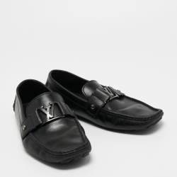 Pre Owned Louis Vuitton Black Leather Monte Carlo Loafers Size 42