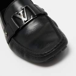 Pre Owned Louis Vuitton Black Leather Monte Carlo Loafers Size 42