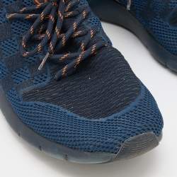 Pre Owned Louis Vuitton Navy Blue/Black Damier Knit Fabric Fastlane Low Top Sneakers Size 42.5