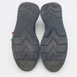 Pre Owned Louis Vuitton Navy Blue/Black Damier Knit Fabric Fastlane Low Top Sneakers Size 42.5