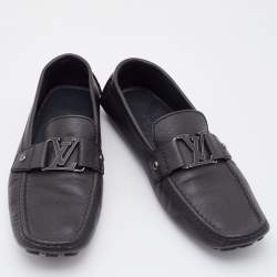 مملوكة مسبقًا Louis Vuitton Black Leather Monte Carlo Slip On Loafers Size 43