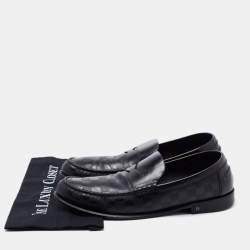 Pre Owned Louis Vuitton Black Damier Leather Santiago Loafers Size 45
