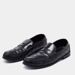 Pre Owned Louis Vuitton Black Damier Leather Santiago Loafers Size 45