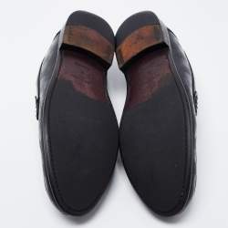 Pre Owned Louis Vuitton Black Damier Leather Santiago Loafers Size 45