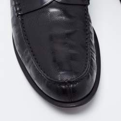 Pre Owned Louis Vuitton Black Damier Leather Santiago Loafers Size 45