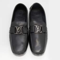 Louis Vuitton Black Leather Monte Carlo Slip On Loafers Size 42.5
