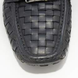 Pre Owned Louis Vuitton Midnight Blue Woven Leather Monte Carlo Slip On Loafers Size 41