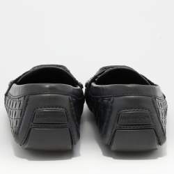 Pre Owned Louis Vuitton Midnight Blue Woven Leather Monte Carlo Slip On Loafers Size 41