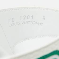 Louis Vuitton White/Green Leather LV Trainer Slides Size 42