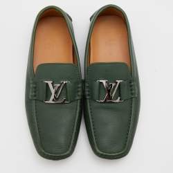 Pre Owned Louis Vuitton Green Leather Monte Carlo Slip On Loafers Size 41