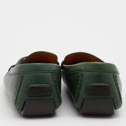 Pre Owned Louis Vuitton Green Leather Monte Carlo Slip On Loafers Size 41