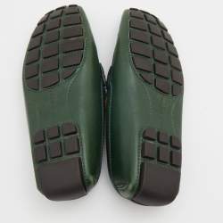 Pre Owned Louis Vuitton Green Leather Monte Carlo Slip On Loafers Size 41