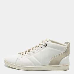 Louis Vuitton White Leather and Suede High Top Sneakers Size 41