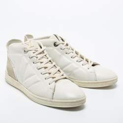 Louis Vuitton White Leather and Suede High Top Sneakers Size 41