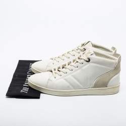 Louis Vuitton White Leather and Suede High Top Sneakers Size 41