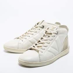 Louis Vuitton White Leather and Suede High Top Sneakers Size 41