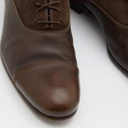 Louis Vuitton Dark Brown Leather and Suede Lace Up Oxfords Size 42