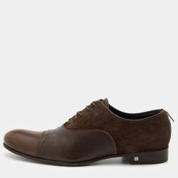 Louis Vuitton Dark Brown Leather and Suede Lace Up Oxfords Size 42