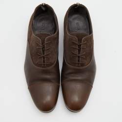 Louis Vuitton Dark Brown Leather and Suede Lace Up Oxfords Size 42