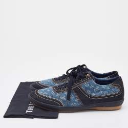 Louis Vuitton Blue/Black Monogram Denim and Suede Low Top Sneakers Size 42