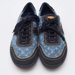 Louis Vuitton Blue/Black Monogram Denim and Suede Low Top Sneakers Size 42