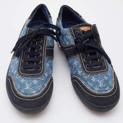 Louis Vuitton Blue/Black Monogram Denim and Suede Low Top Sneakers Size 42