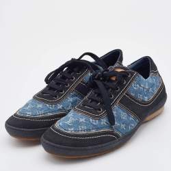 Louis Vuitton Blue/Black Monogram Denim and Suede Low Top Sneakers Size 42