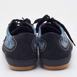 Louis Vuitton Blue/Black Monogram Denim and Suede Low Top Sneakers Size 42