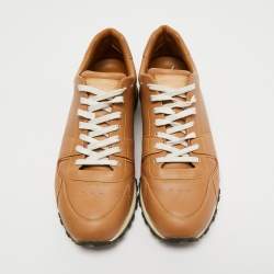 مملوكة مسبقًا Louis Vuitton Brown Leather Run- Away Sneakers Size 42 