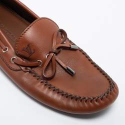 Pre Owned Louis Vuitton Brown Leather Arizona Loafers Size 43.5