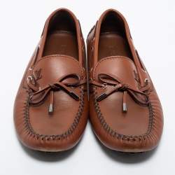 Pre Owned Louis Vuitton Brown Leather Arizona Loafers Size 43.5