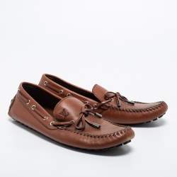 Pre Owned Louis Vuitton Brown Leather Arizona Loafers Size 43.5