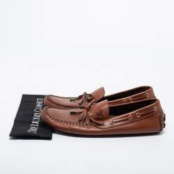Pre Owned Louis Vuitton Brown Leather Arizona Loafers Size 43.5