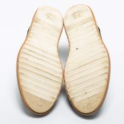 Pre Owned Louis Vuitton Blue Leather Lace Up Boots Size 42