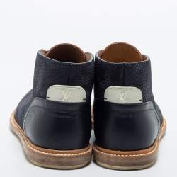 Pre Owned Louis Vuitton Blue Leather Lace Up Boots Size 42