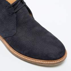 Pre Owned Louis Vuitton Blue Leather Lace Up Boots Size 42