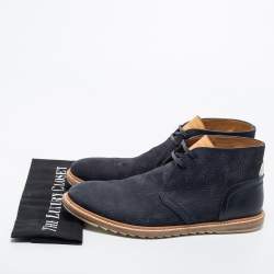 Pre Owned Louis Vuitton Blue Leather Lace Up Boots Size 42