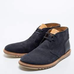 Pre Owned Louis Vuitton Blue Leather Lace Up Boots Size 42