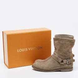 Louis Vuitton Grey Suede Ankle Length Boots Size 42