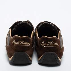 Louis Vuitton Brown Suede and Monogram Coated Canvas Energie Low-Top Sneakers Size 43