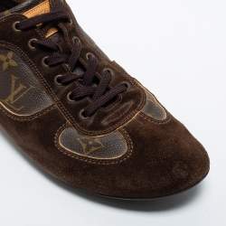 Louis Vuitton Brown Suede and Monogram Coated Canvas Energie Low-Top Sneakers Size 43