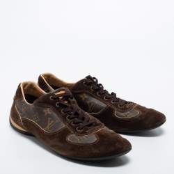 Louis Vuitton Brown Suede and Monogram Coated Canvas Energie Low-Top Sneakers Size 43