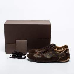 Louis Vuitton Brown Suede and Monogram Coated Canvas Energie Low-Top Sneakers Size 43