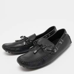 Pre Owned Louis Vuitton Black Leather Arizona Loafers Size 42.5