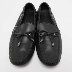 Pre Owned Louis Vuitton Black Leather Arizona Loafers Size 42.5