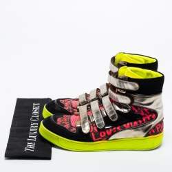 Louis Vuitton Multicolor Leather and Suede Graffiti Stephen High Top Sneakers Size 40