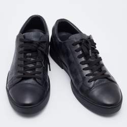 مملوكة مسبقًا Louis Vuitton Black Damier Graphite and Leather Cap Toe Sneakers Size 41