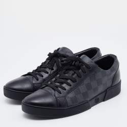 مملوكة مسبقًا Louis Vuitton Black Damier Graphite and Leather Cap Toe Sneakers Size 41